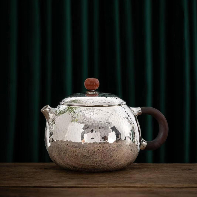 【名匠优选】银壶泡茶壶纯银9999茶壶纯手工烧水壶家用一张打茶具