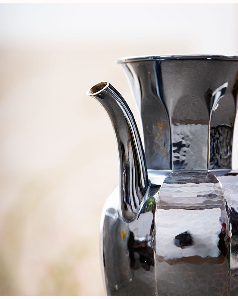 蜂鸟【传家系列】纯手工手工艺品 家用做旧酒壶 执壶银酒壶公杯